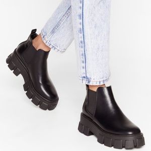 Nasty Gal Chunky Platform Chelsea Boots, Vegan Leather